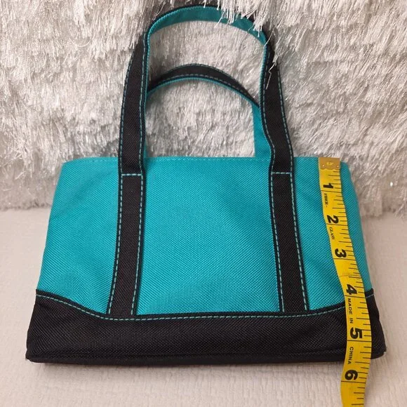 Mini Turquoise Canvas Cosmetic Tote Carry Bag - Picture 10 of 11